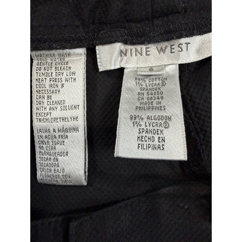 Nine West Brown Textured Cropped Pants Button Cuff Size 6 Stretch Trousers - Picture 8 of 12